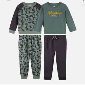 Koala Kids' Boys' Toddlers' Camo 4-Piece T-Shirt and Jogger Set, Green 12m